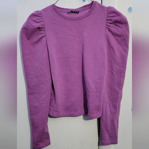 ZARA Purple Puff-sleeves Knit Top Size Small